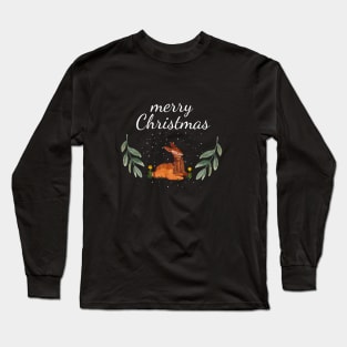 Winter Nobility: Deer in the Snow Long Sleeve T-Shirt